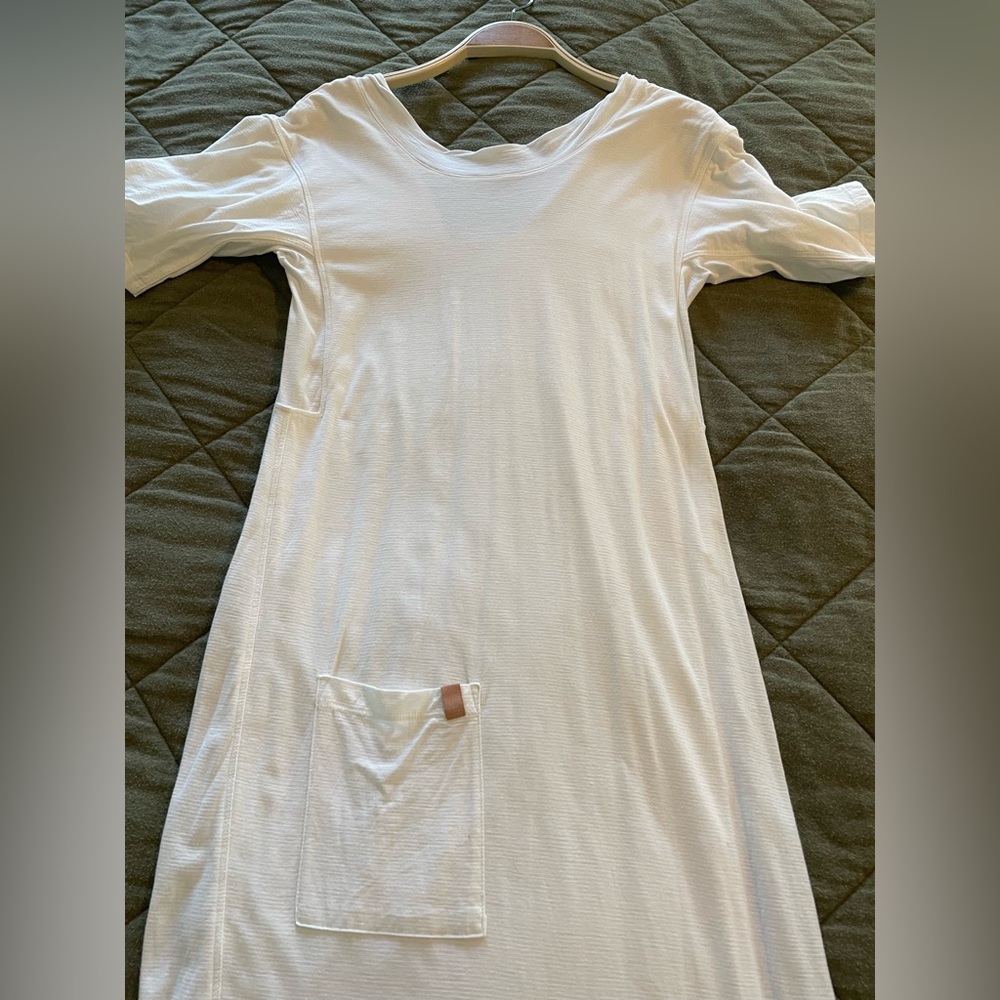 Lunya House Long White Pocket T-Shirt Dress Size S (fits like M)